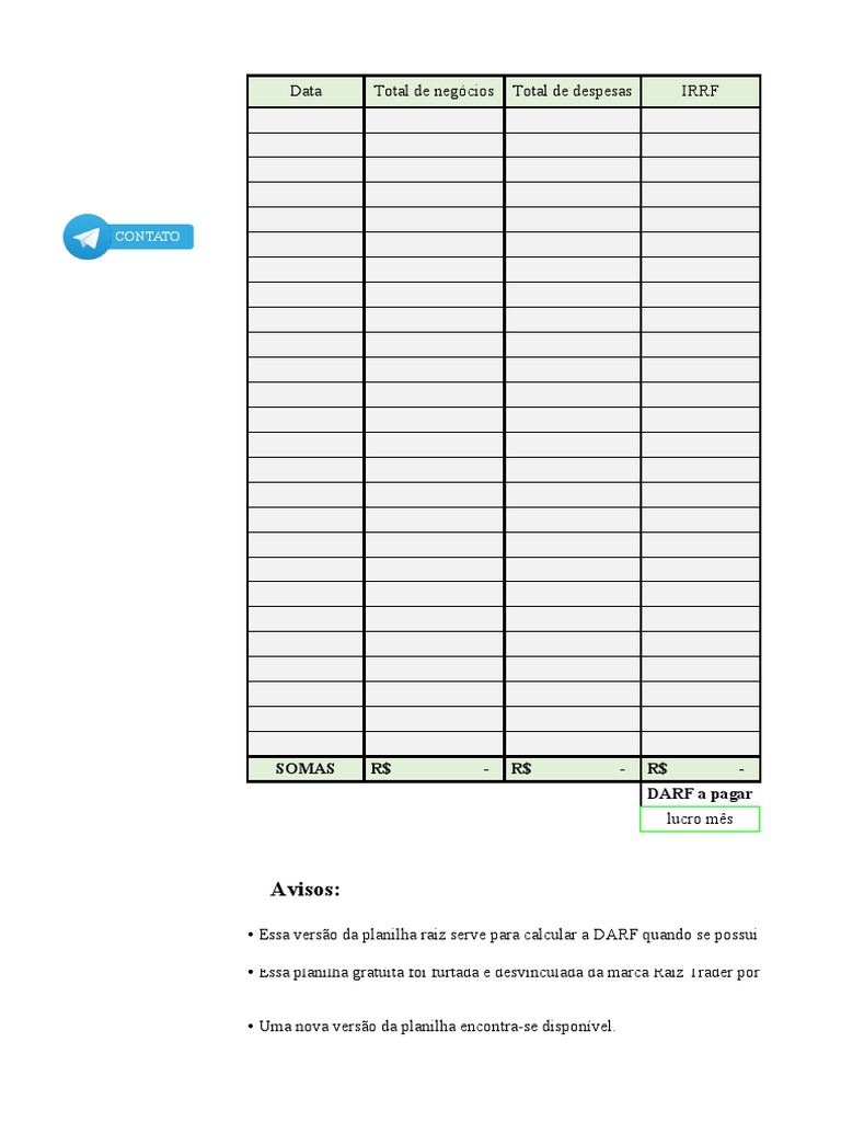 Planilha DARF para Lucro em Day Trade | PDF | Impostos | Imposto de Renda
