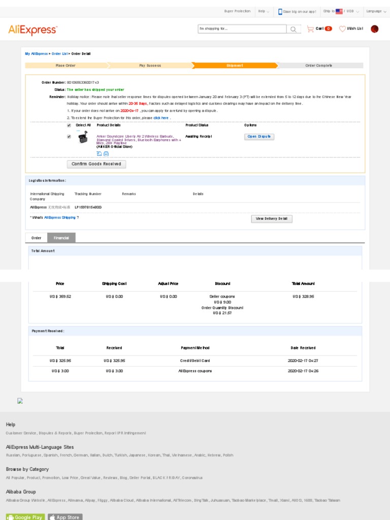 AliExpress Order Status and Details | PDF | Alibaba Group | Etsy