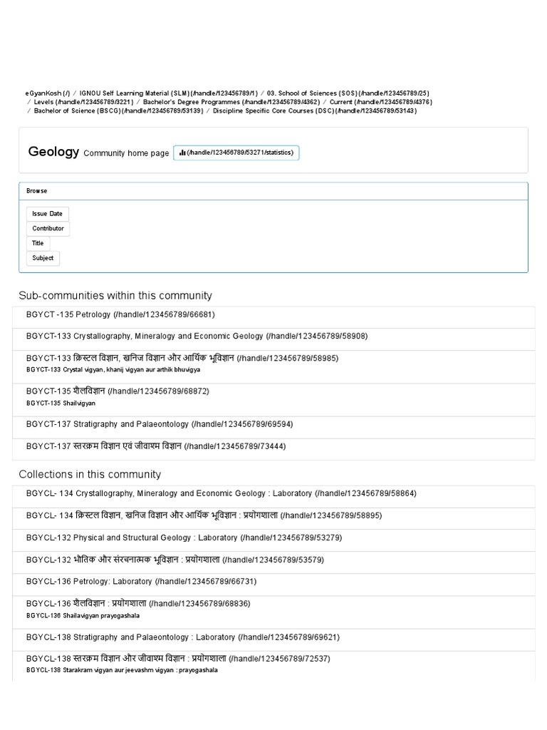 eGyanKosh Geology PDF Geology Physical Sciences