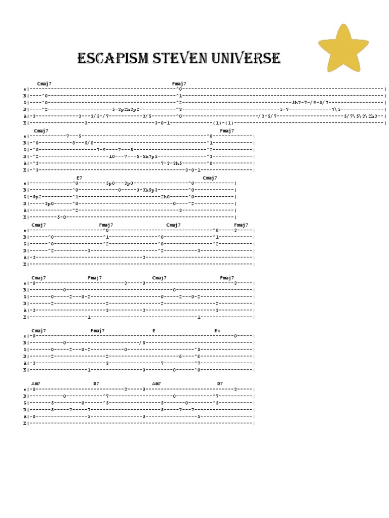 Escapism Chords for Steven Universe | PDF | Teaching Methods ...