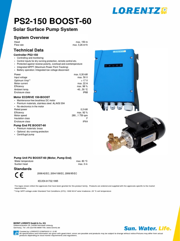 PS 150 Boost 60 PDF Electric Motor Pump