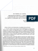 En Torno Al Canon (Ortodoxos Frente A Aperturistas y Estado de Una Cuestión Polémica: La Crítica Literaria de La Post - Modernidad