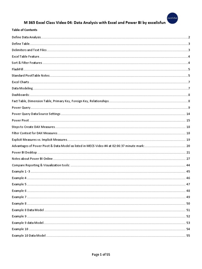 Ms Excel Table Pdf