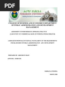 ASSESSMENT OF PERFORMANCE APPRAISAL PRACTICE Proposal
