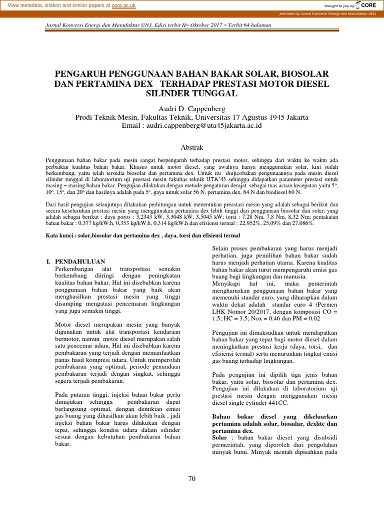 Kinerja Biosolar pada Motor Diesel | PDF