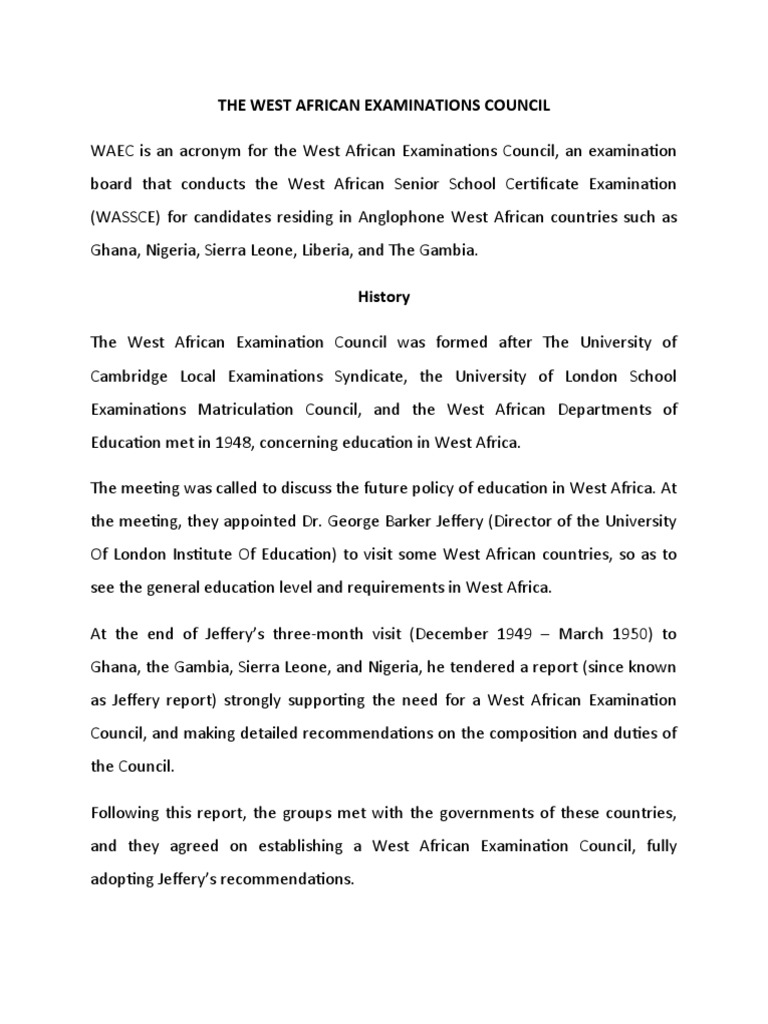 A Presentation On WAEC | PDF | Educational Assessment And Evaluation ...