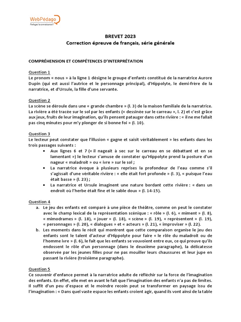 Sujet Brevet Français Redaction 2023 Corrigé Brevet Francais Dictée Et Rédaction 2023 | PDF | Sujet (Grammaire)  | Mécanique du langage