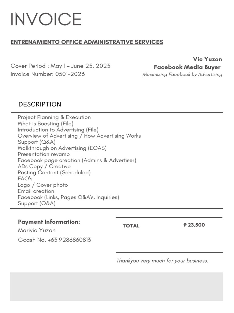 Invoice for Office Admin Services | PDF | Business