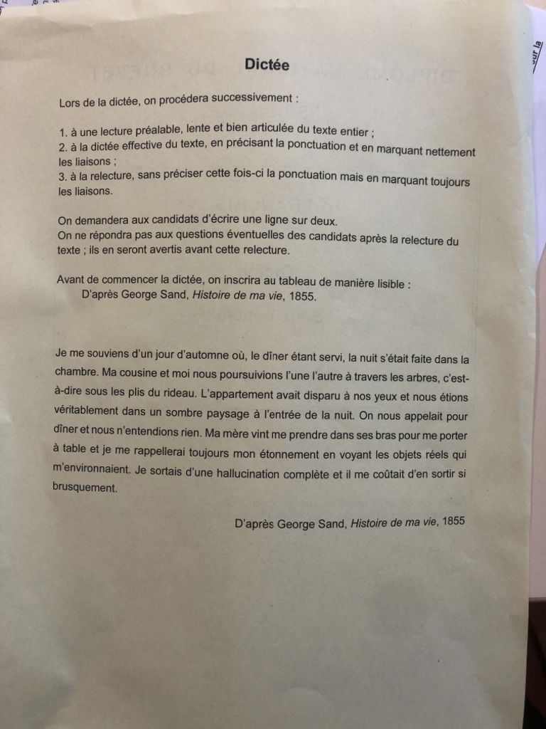 Sujet Dictée Brevet 2023 PDF