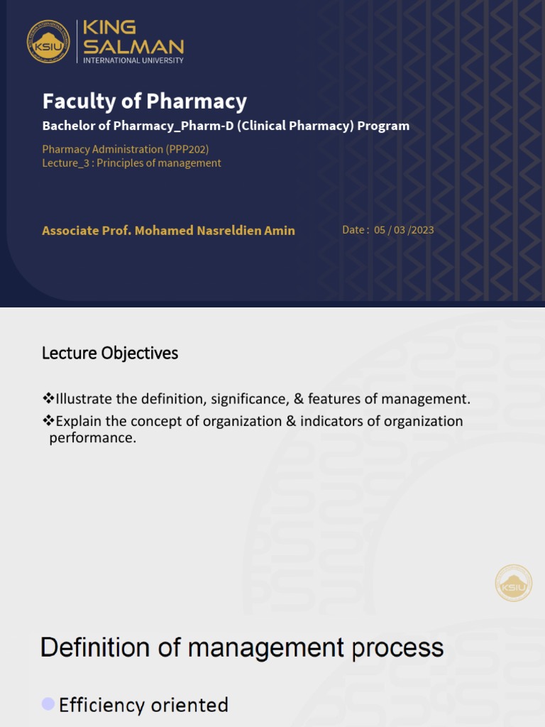 Faculty of Pharmacy Bachelor of Pharmacy PharmD (Clinical Pharmacy