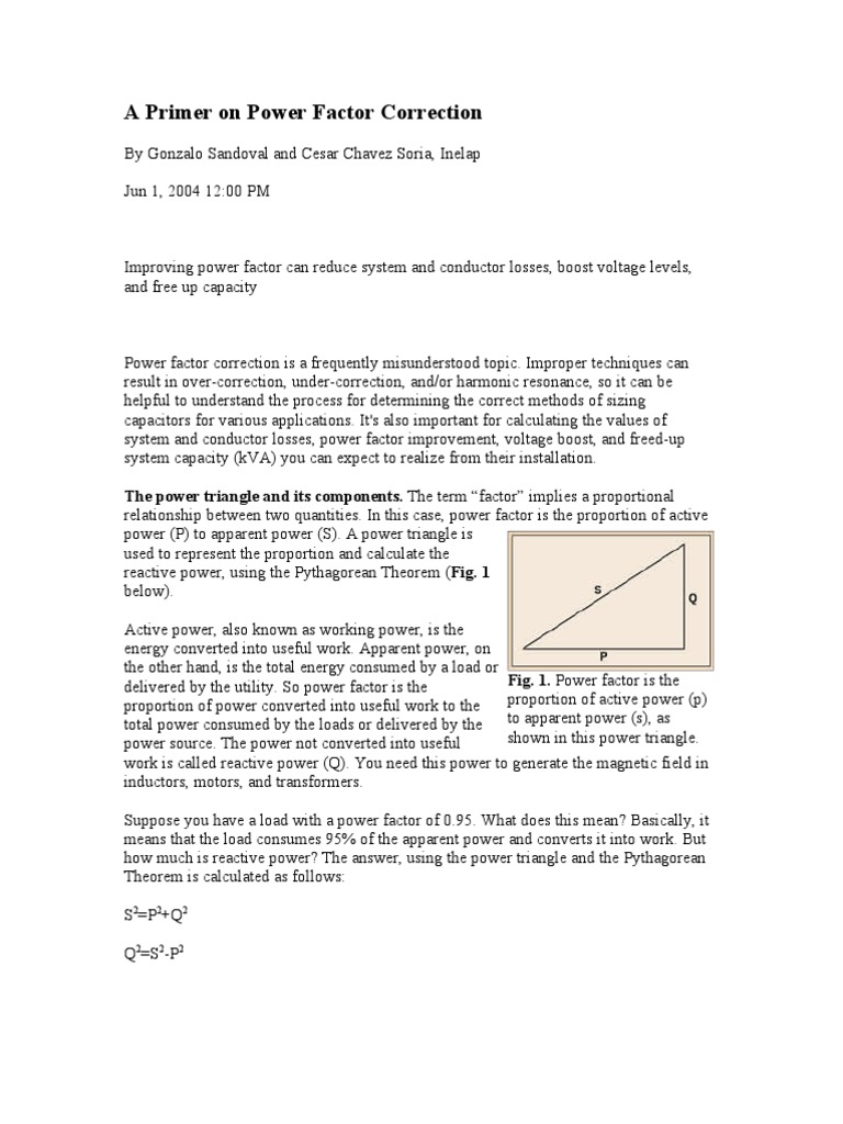 A Primer On Power Factor Correction | PDF | Ac Power | Capacitor