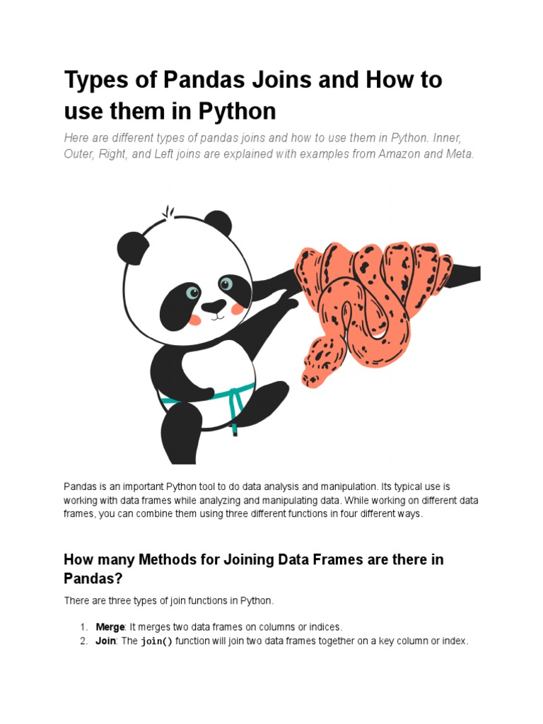 Panda Joins | PDF | Data | Python (Programming Language)