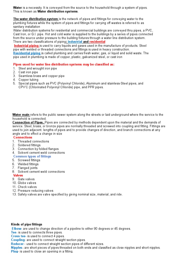 Water Distribution Systems Overview | PDF | Pipe (Fluid Conveyance) | Valve