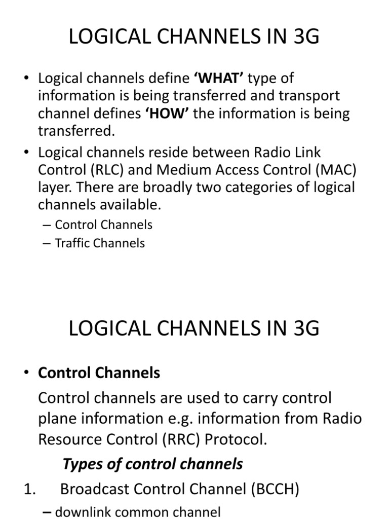 Logical Channels in 3g Ppt
