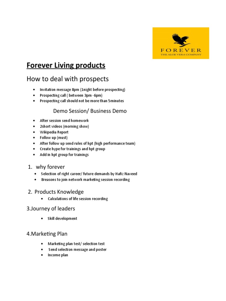 Forever Living Products Prospecting Guide | PDF | Business | Finance &  Money Management