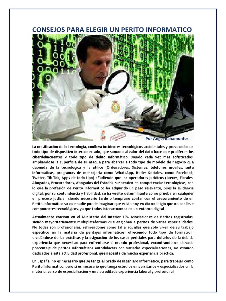Como Elegir Un Perito Informatico V2 | PDF | Testigo experto ...