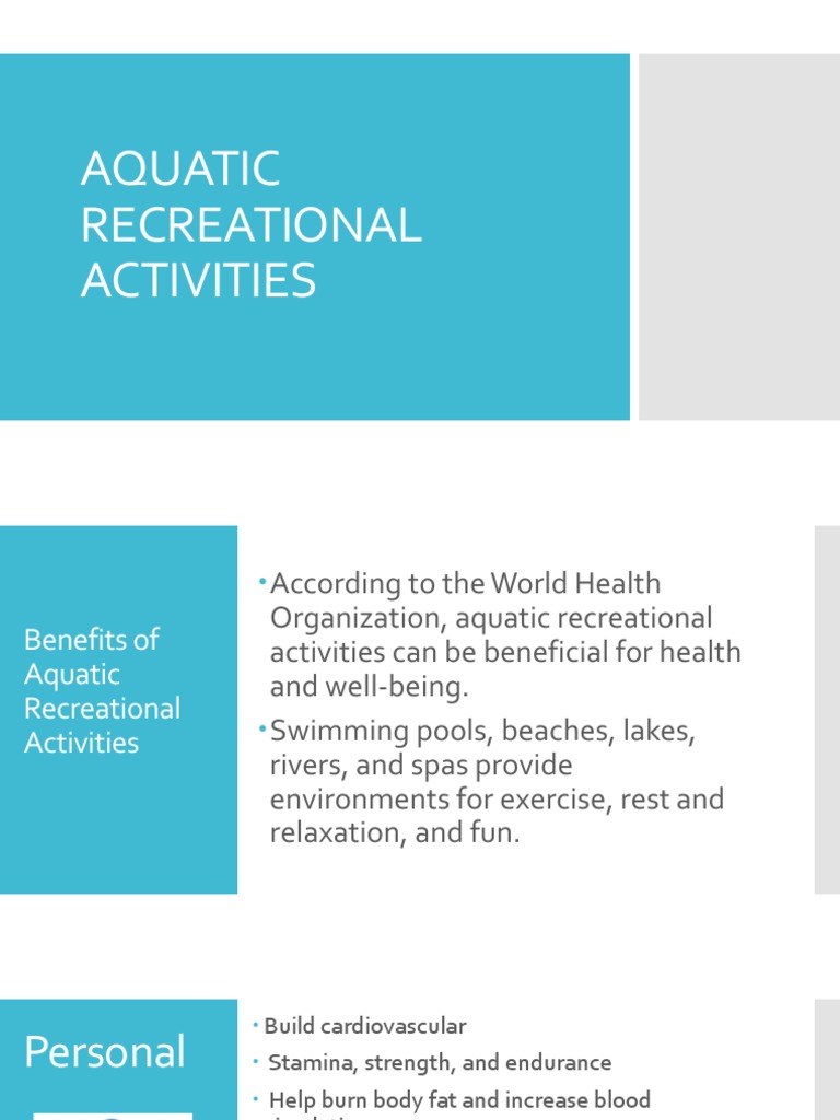 Lesson 3 Aquatic Recreational Activities PDF Physical Exercise