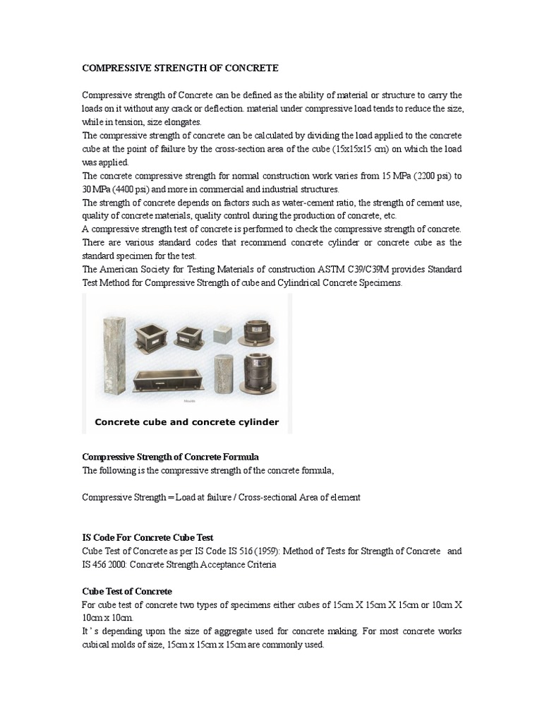 COMPRESSIVE STRENGTH OF CONCRETE 1 | PDF | Strength Of Materials | Concrete