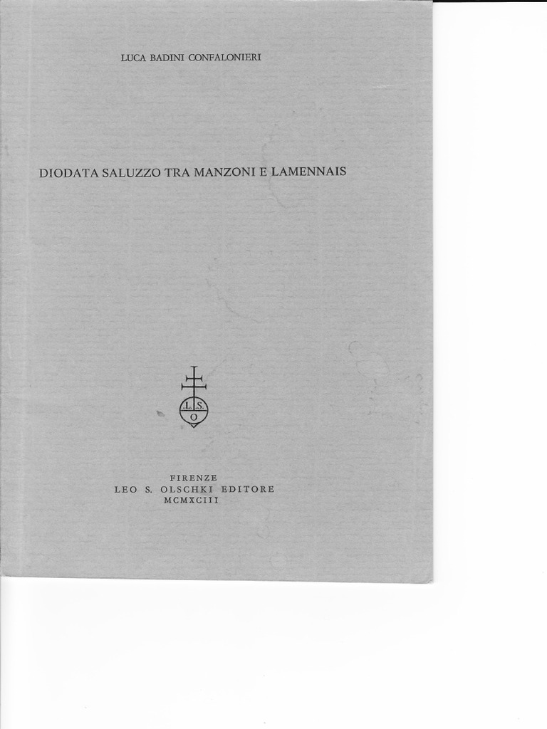 Diodata Saluzzo Tra Manzoni e Lamennais (1990) | PDF