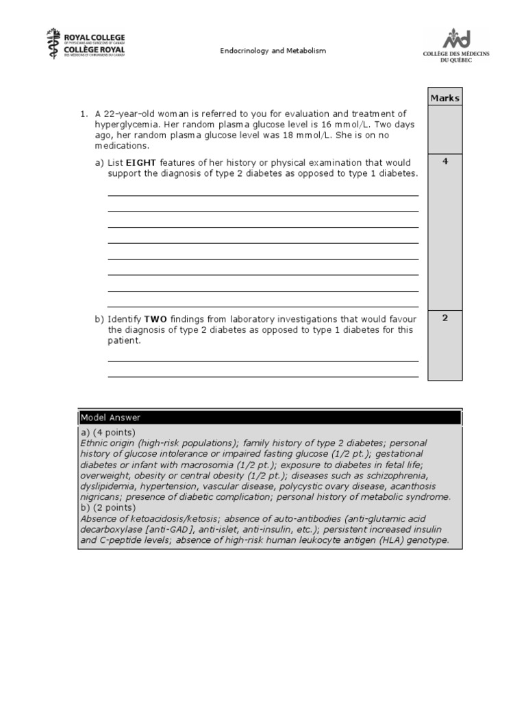 Endocrinology Metabolism Saq Sample Exam e | PDF | Medical Specialties ...