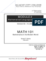 MODULE 2 Mathematical Language and Symbols Week 3 To Week 4