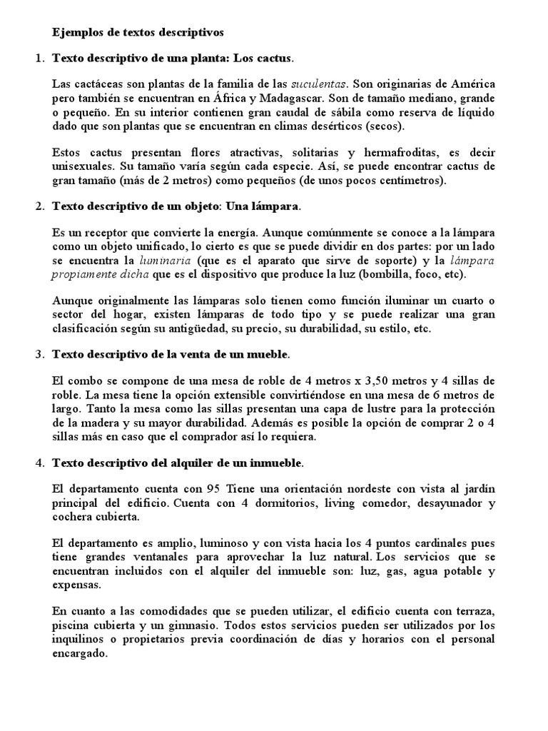 Ejemplos de Textos Descriptivos | PDF | Virus de la Influenza A Subtipo ...