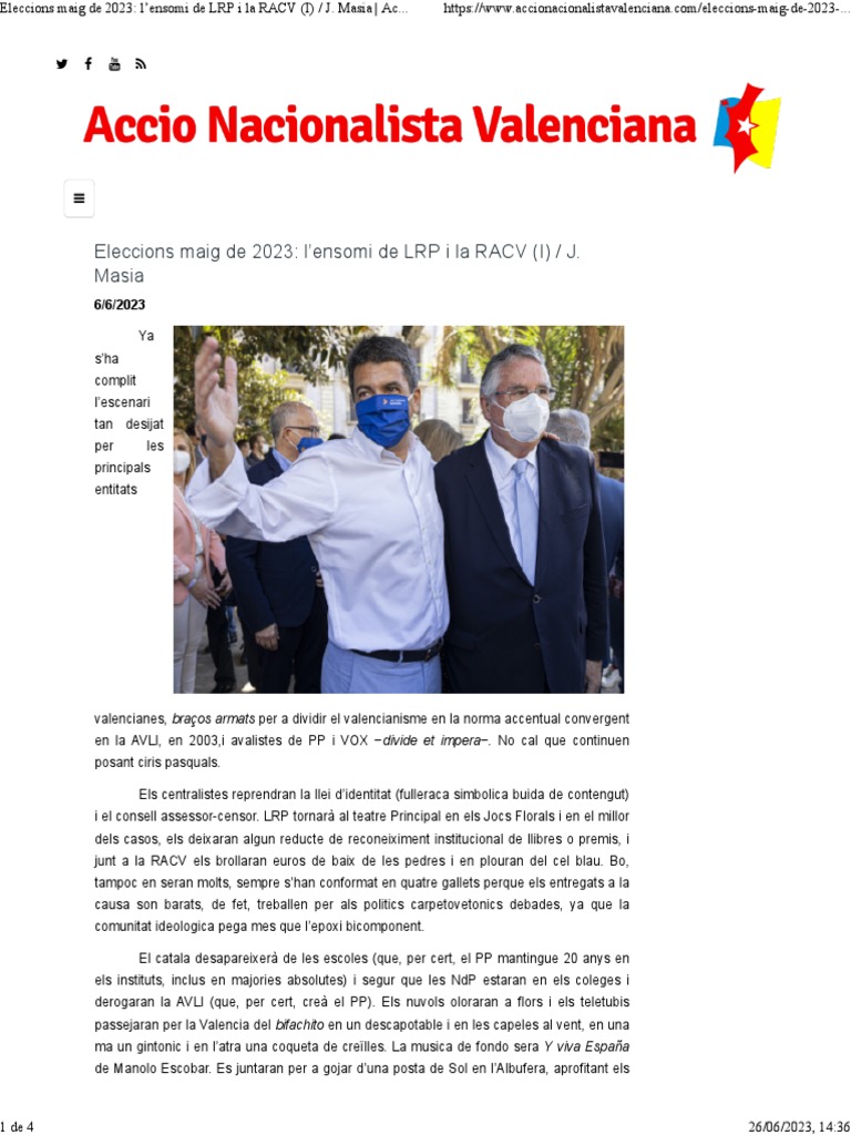 Eleccions Maig de 2023 L'ensomi de LRP I La RACV (I) - J. Masia Accio ...