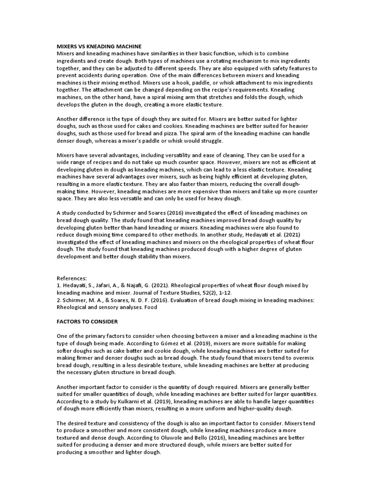 Mixers VS Kneading Machine PDF Dough Breads