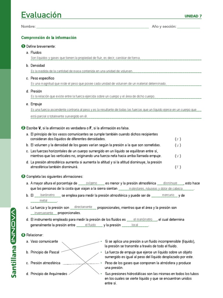 Solucionario Fe U07 | PDF | Presión | Presión atmosférica