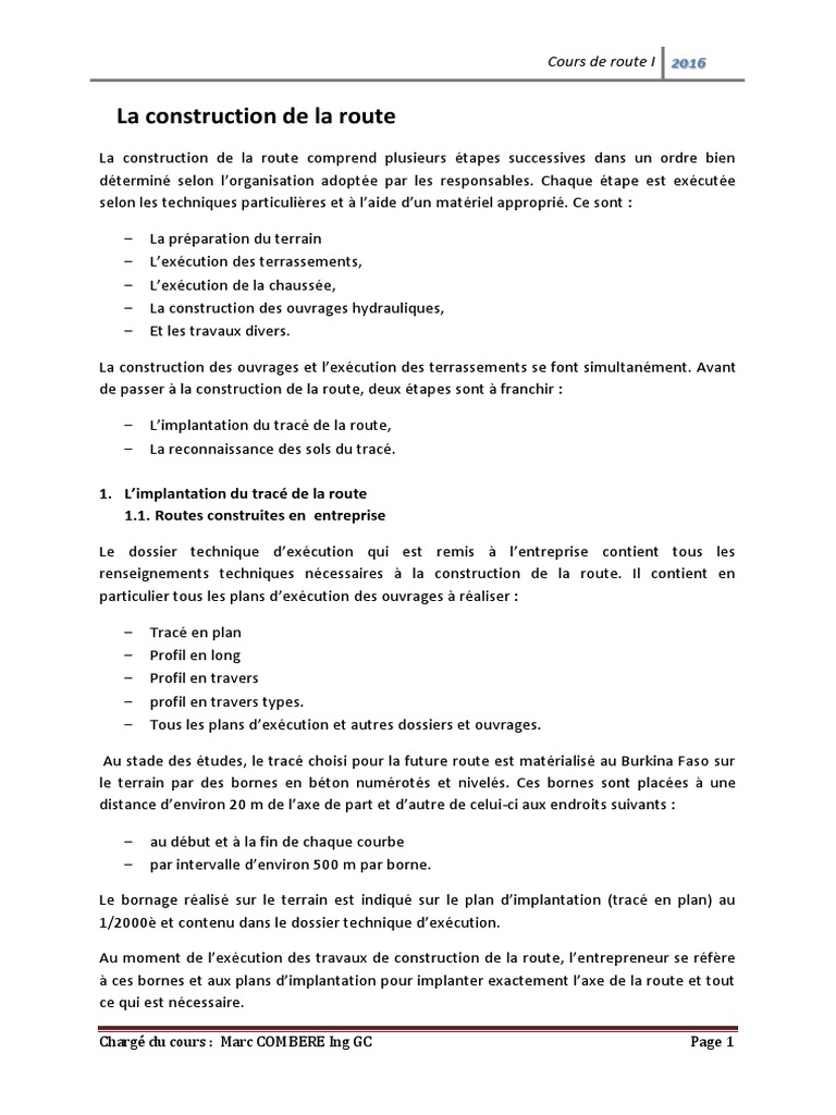 Construction des routes : étapes clés | PDF | Asphalte | Matériaux