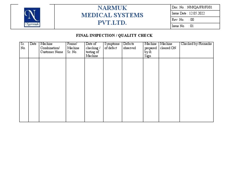 Final Inspection Quality Check Report | PDF