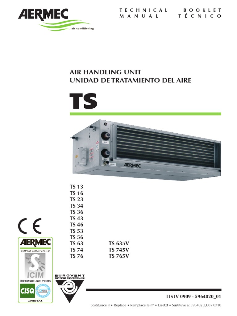 Aermec TS Series Air Handling Manual | PDF | Visual Cortex | Electrical ...