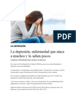 La Depresión, Enfermedad Que Ataca A Muchos y Lo Saben Pocos