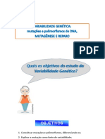 Aula 15 - VARIABILIDADE GENÉTICA - Mutações e Polimorfismos MUTAGÊNESE E REPARO Do DNA - 2019-1