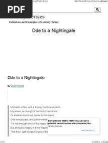 Ode To A Nightingale Analysis - Literary Devices and Poetic Devices