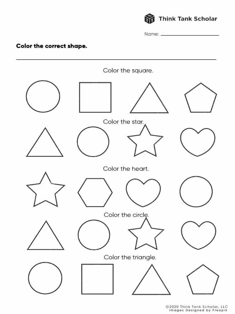 Free Preschool Coloring Shapes Worksheet | PDF