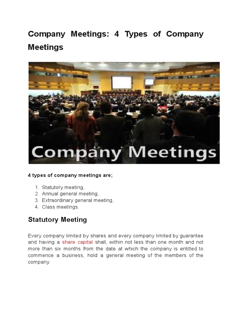 Types of Company Meetings PDF Board Of Directors Fine (Penalty)