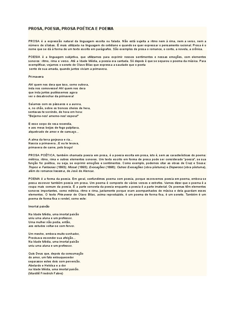Diferenças entre Prosa e Poesia | PDF | Prosa | Poesia