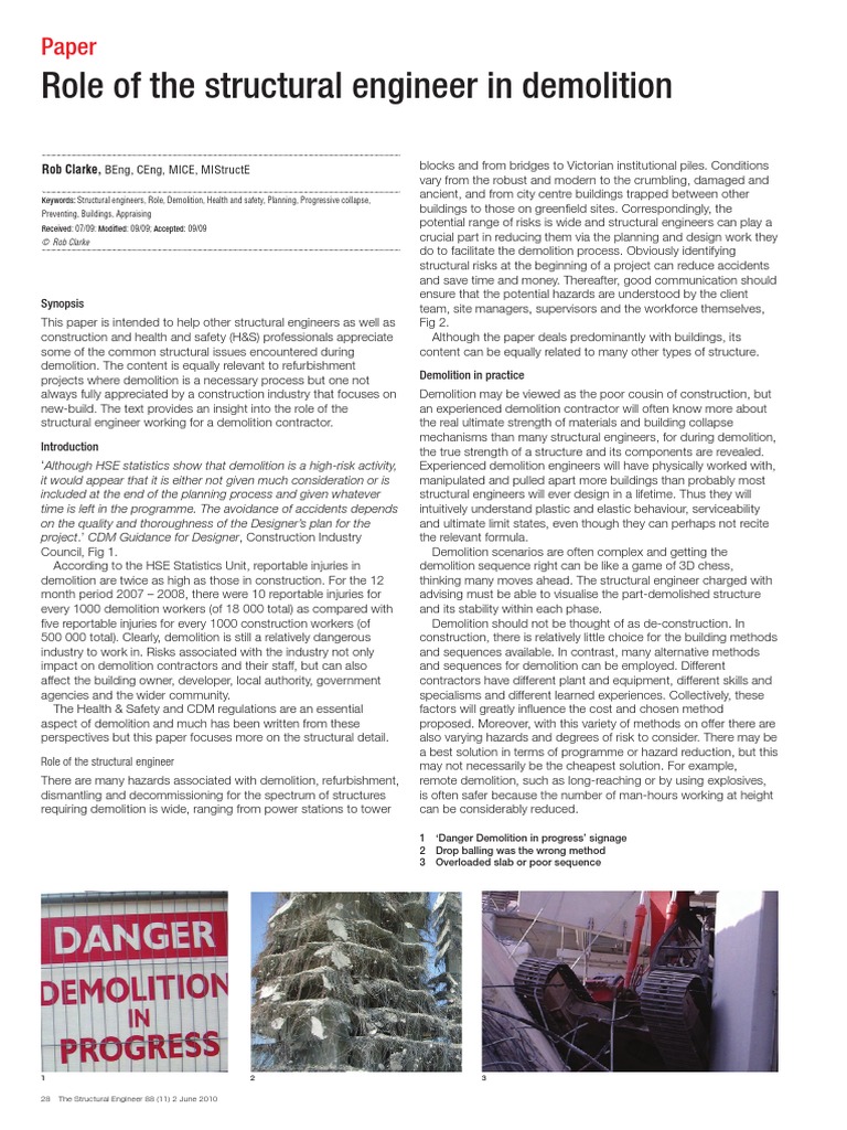 Structural Engineering in Demolition | PDF | Demolition | Strength Of ...
