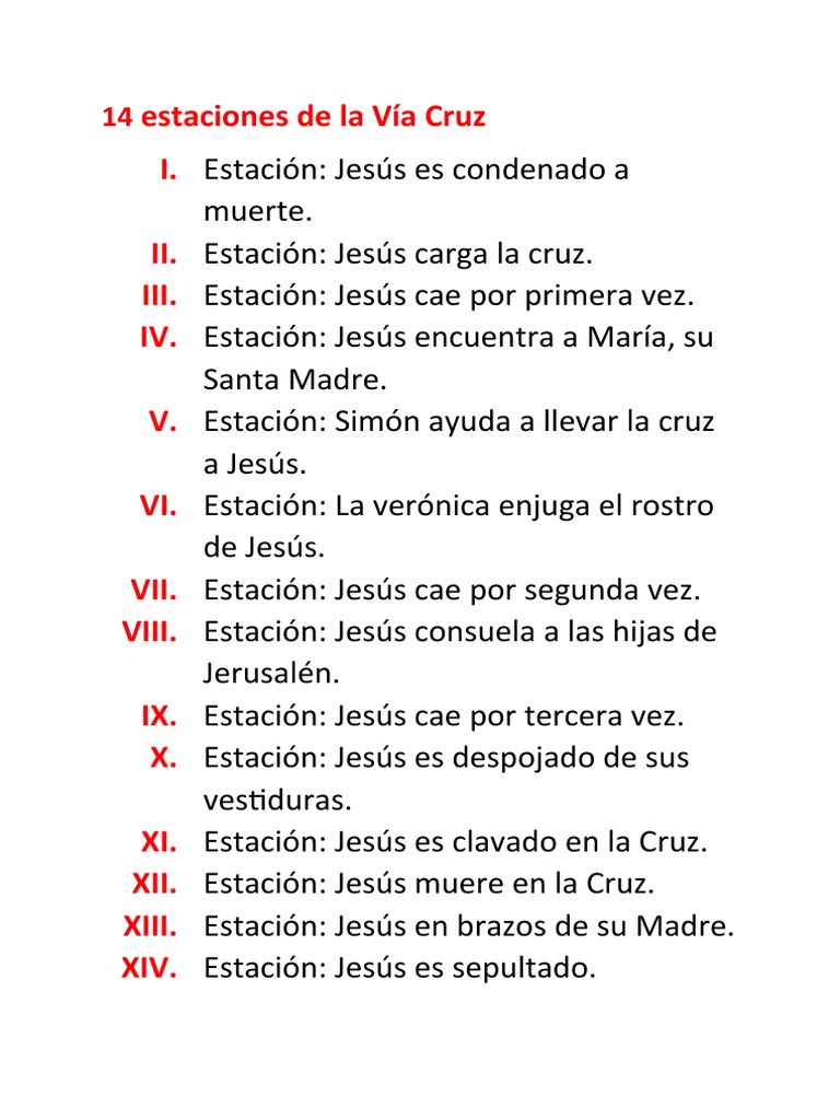 cuáles son las 14 estaciones de la vía crucis
