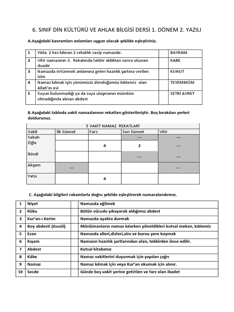 6 Di̇n 1.2 | PDF