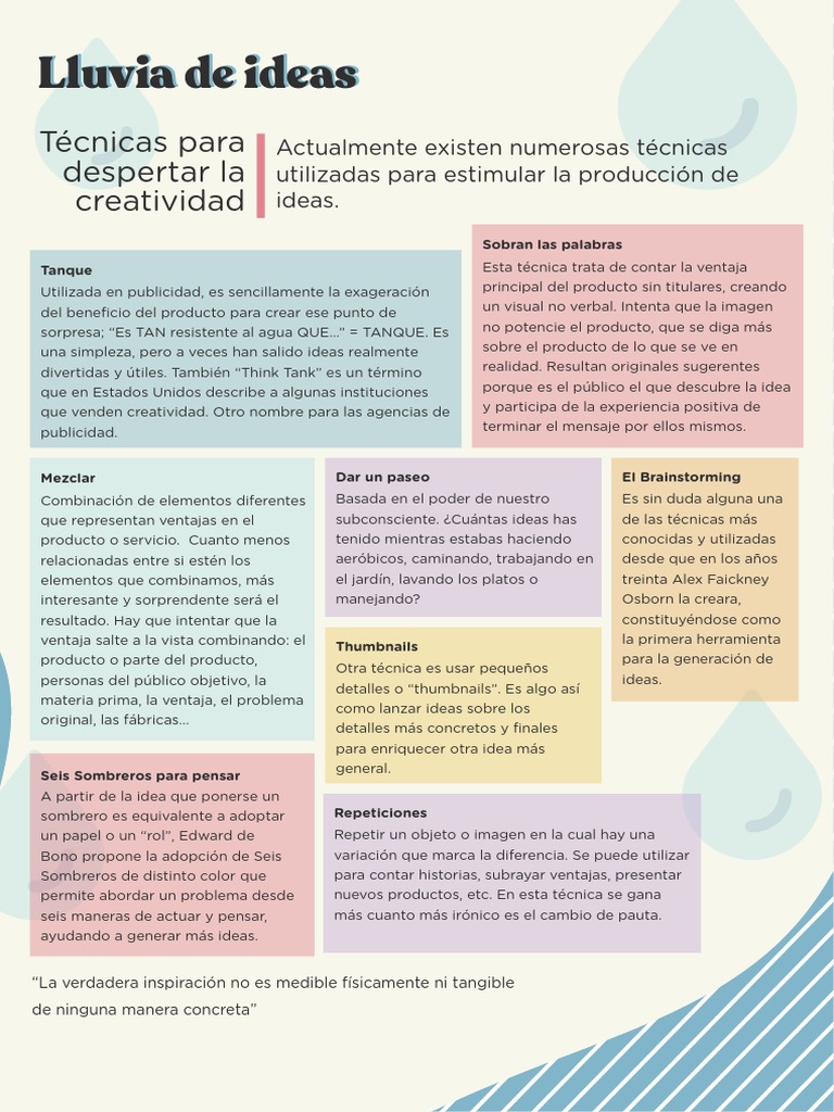 Técnicas de Lluvia de Ideas Creativas | PDF | Lluvia de ideas | Creatividad
