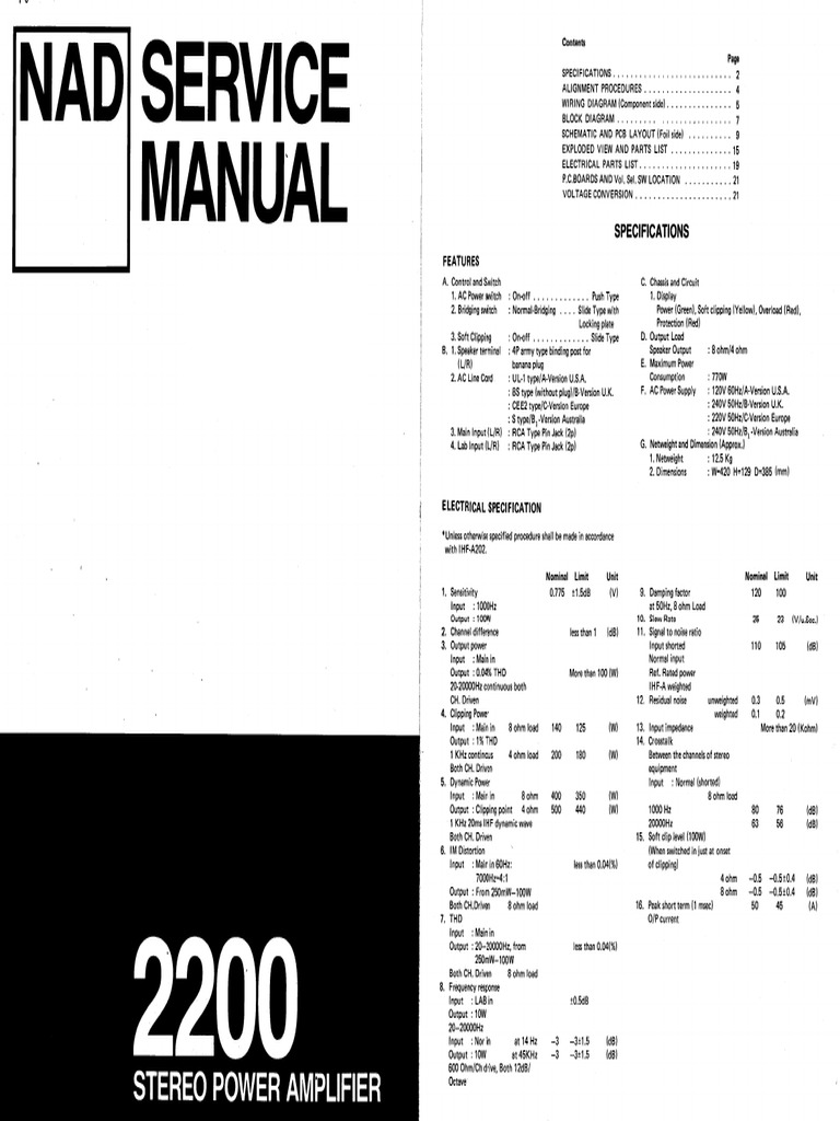 Nad 2200 Service Manual 472248 | PDF