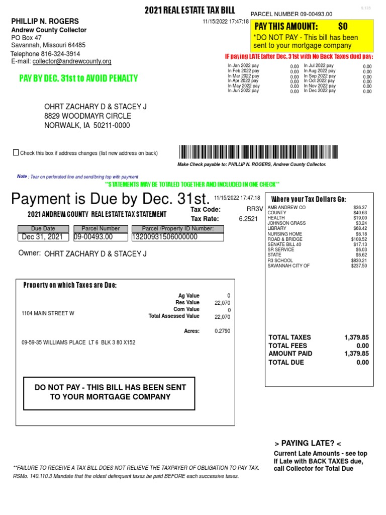 Tax Receipt PDF Taxes Property Tax