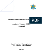 Class VII - Summer Learning Portfolio - 23-24