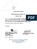 Certificacion Laboral - Joan David Sanabria