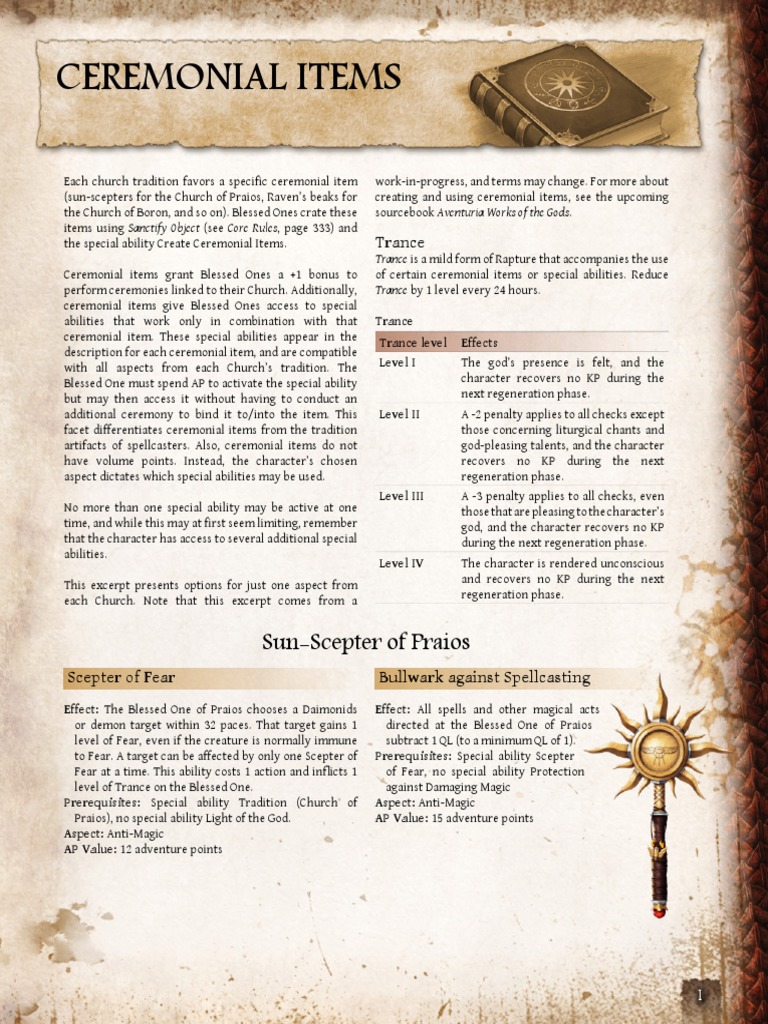 Ceremonial Items for Blessed Ones | PDF