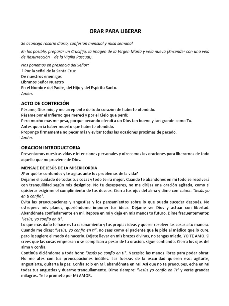 Oraciones de Liberación y Sanación | PDF | María, madre de Jesús | Oración