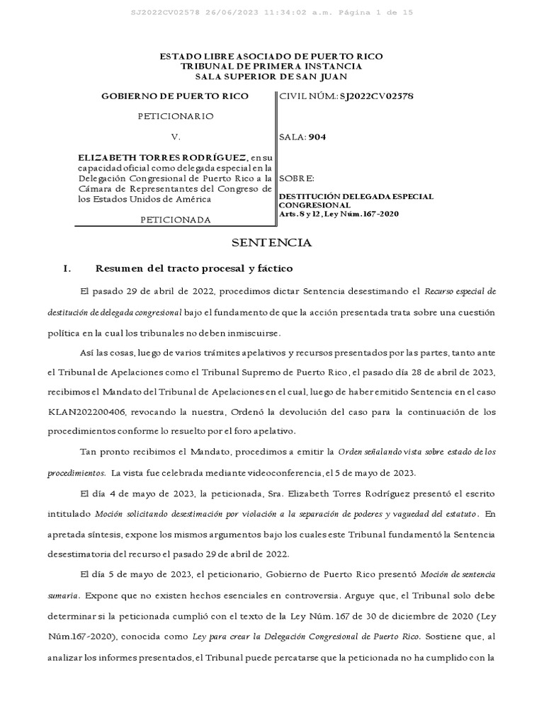 Sentencia SJ2022CV02578 | PDF | Sentencia (ley) | Puerto Rico