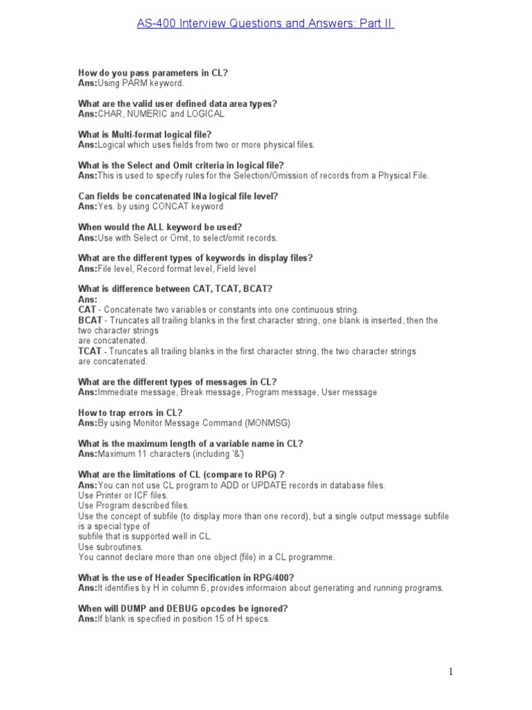 AS400 Interview Questions Part -2 | PDF | Ibm Rpg | String (Computer ...